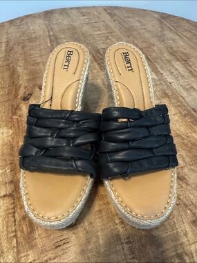 Born Black Braided Espadrille Slide wedges